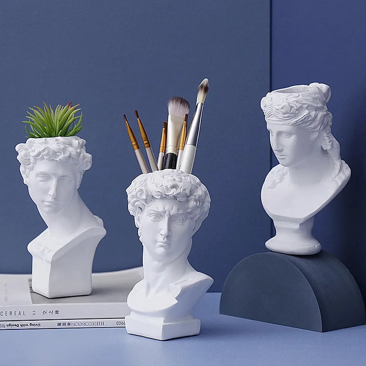 Retro White Statue Pen Holder and Desk Organizer