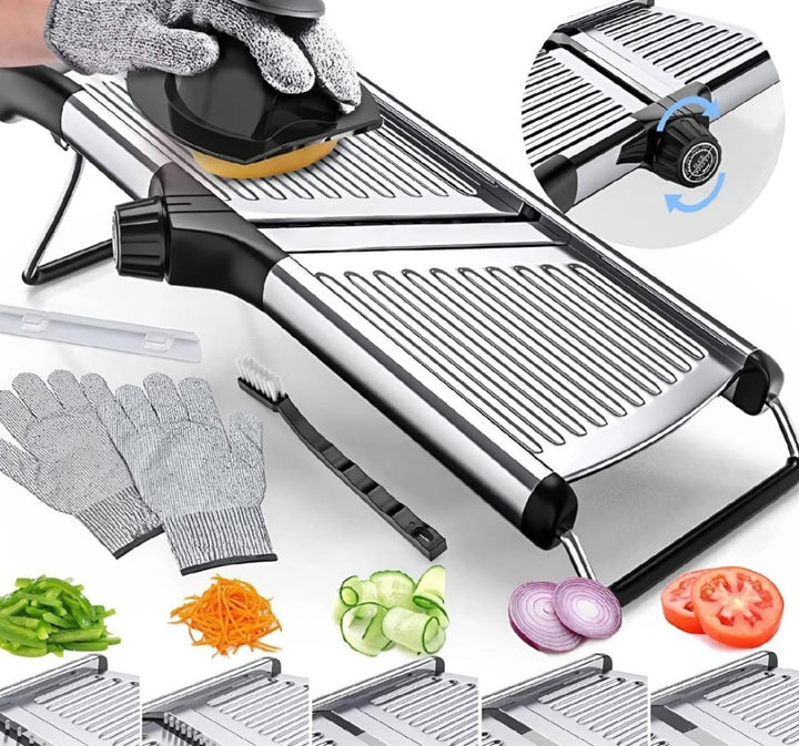 Stainless Steel Chopper Set Mandolin Grater Slicer Cut Resistant Gloves