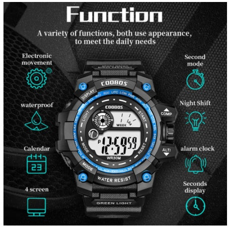 Waterproof Sports Electronic Luminous Men's And Women's Watch