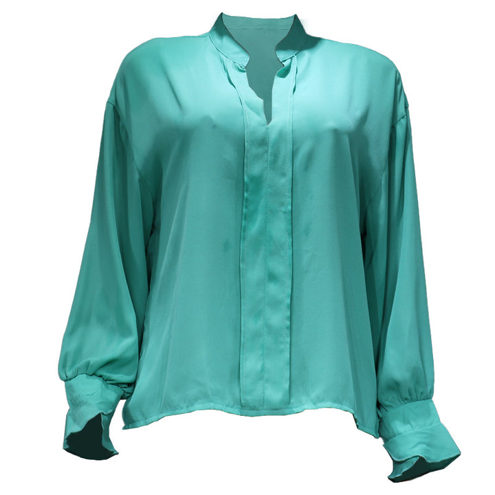 Women's Autumn Solid Color Elegant Versatile Casual Long Sleeve Chiffon Shirt