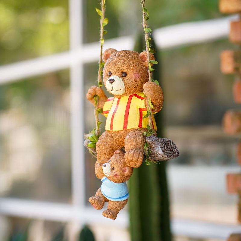 Mother And Child Bear Sitting On Swing Ornament