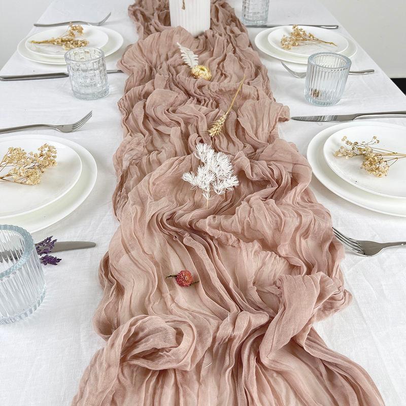 Pink Semi-Sheer Gauze Table Runner for Weddings and Events