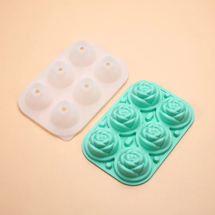 Rose-Shaped Silicone Ice Cube Tray with Lid