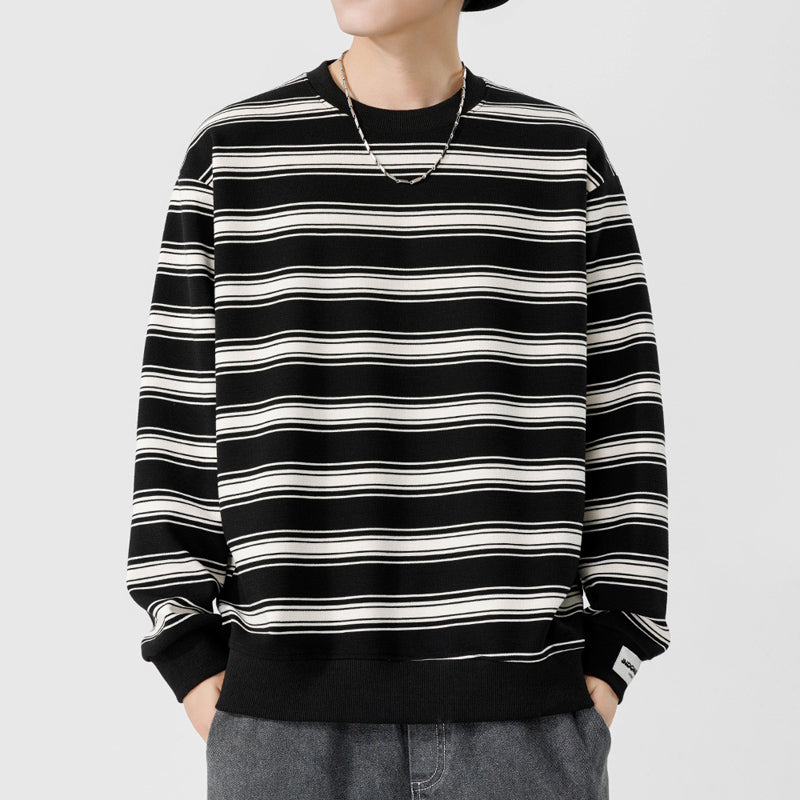 Black White Striped Sweatshirt