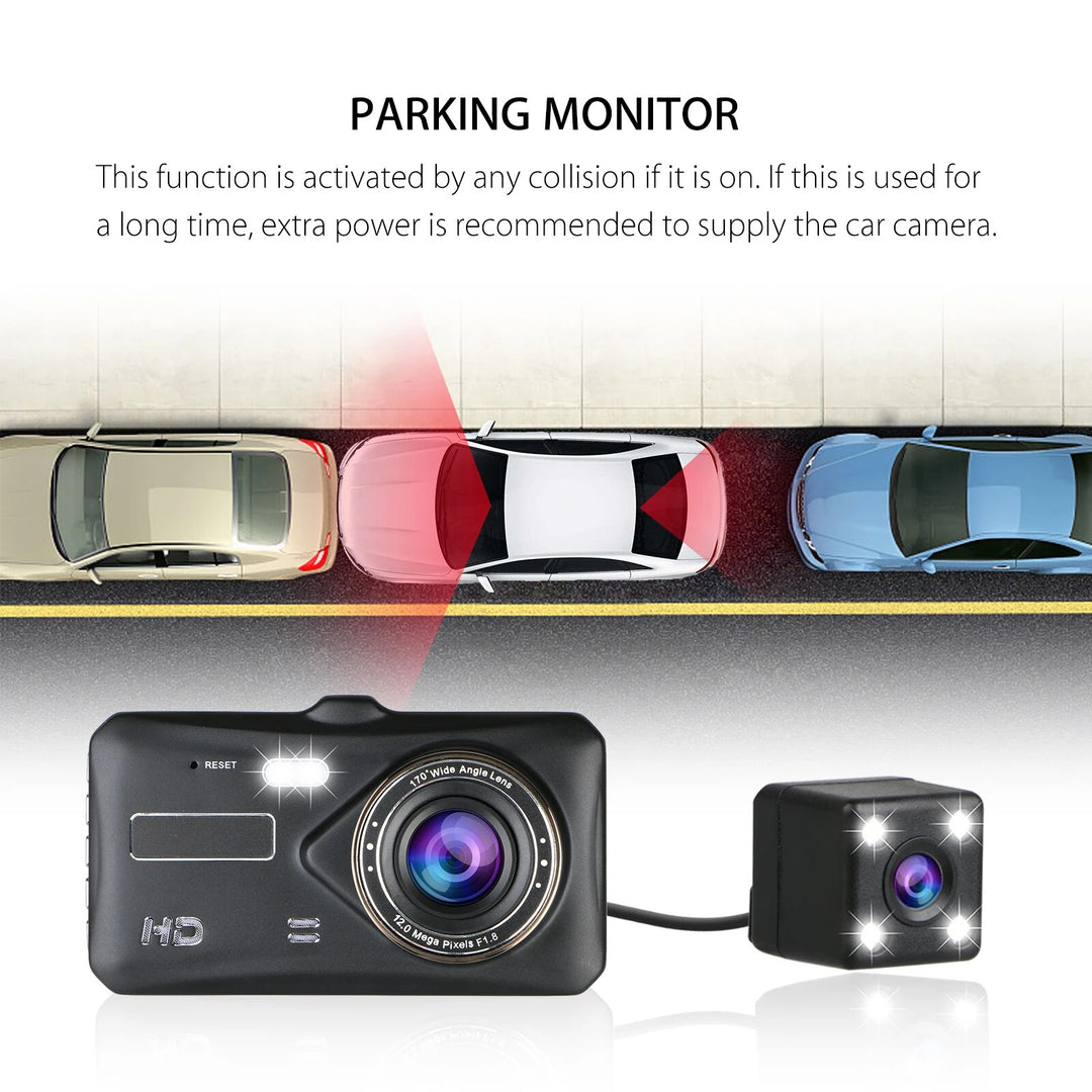 1080P Full HD Dual Dash Cam with Night Vision and 170° Wide-Angle Lens