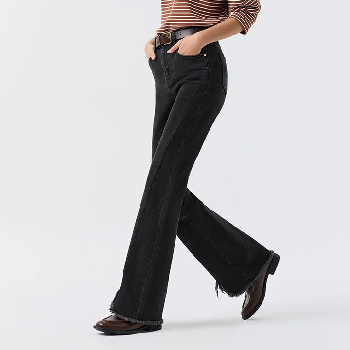 Women's Raw Edge Slit Flare Pants