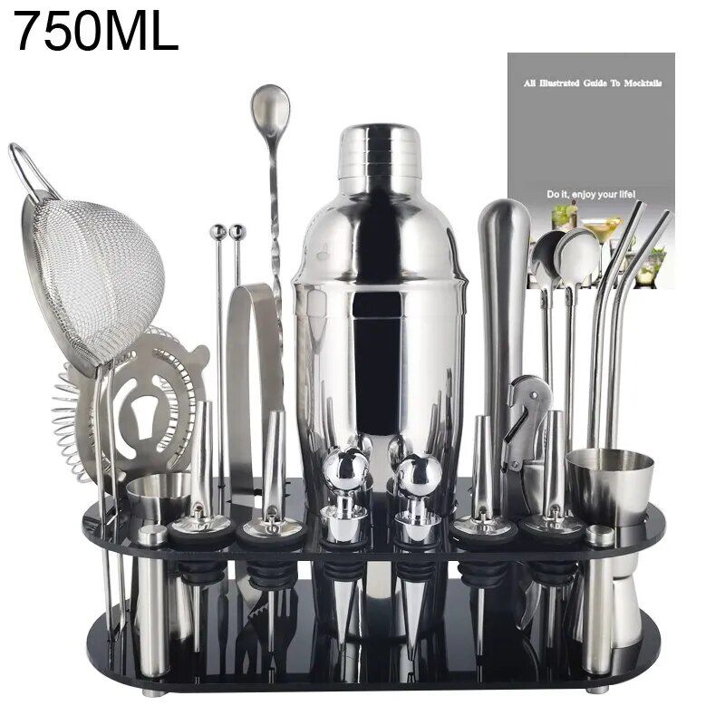 Boston Cocktail Shaker Set: Complete Bartender Tool Kit with Acrylic Stand