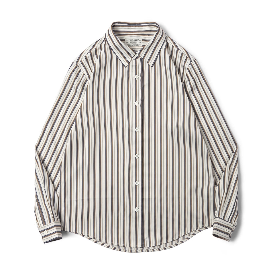 Vintage Striped Long-Sleeved Men's Shirt - Classic Business Style