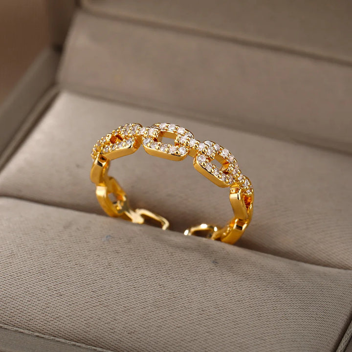 Trendy Cubic Zirconia Chain Ring