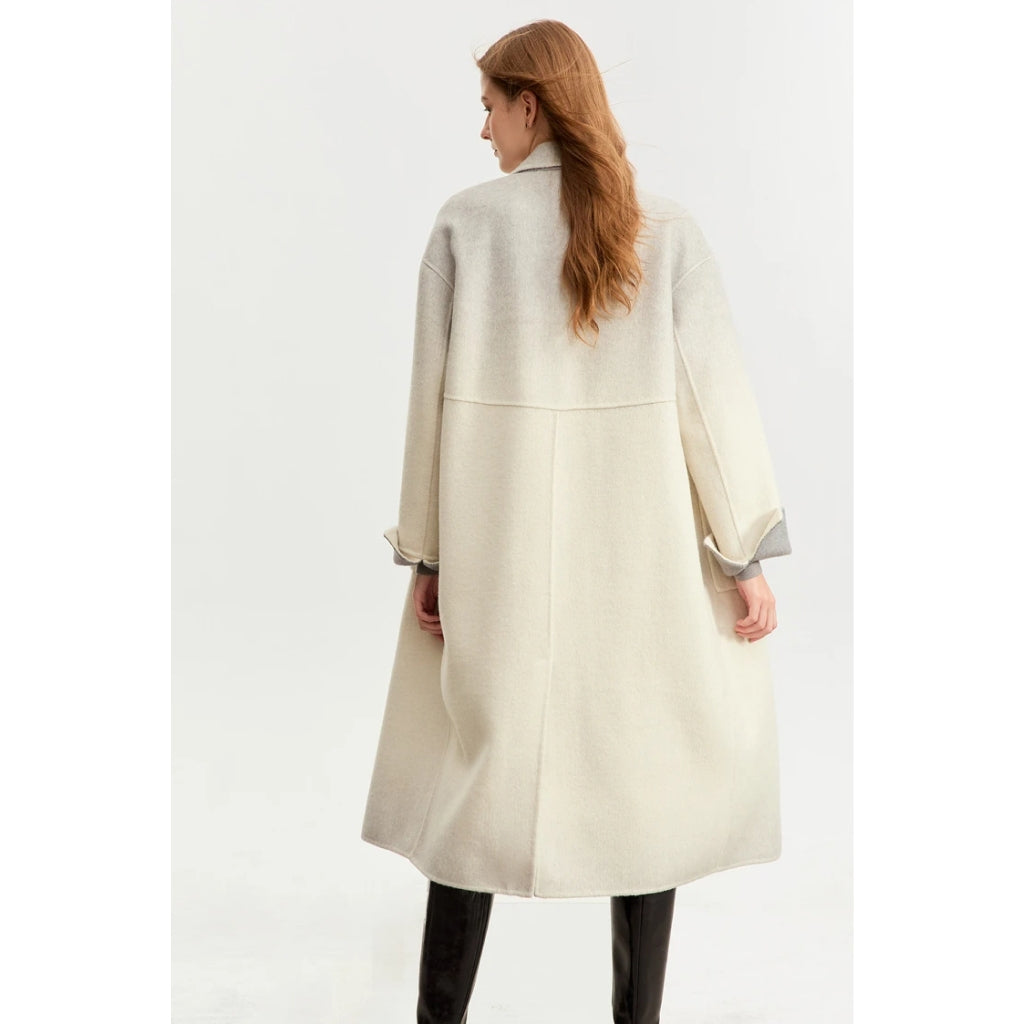 Elegant Gradient Woolen Coat for Women