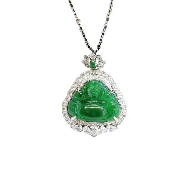 Fashion Silver Inlaid Natural Jade Pendant