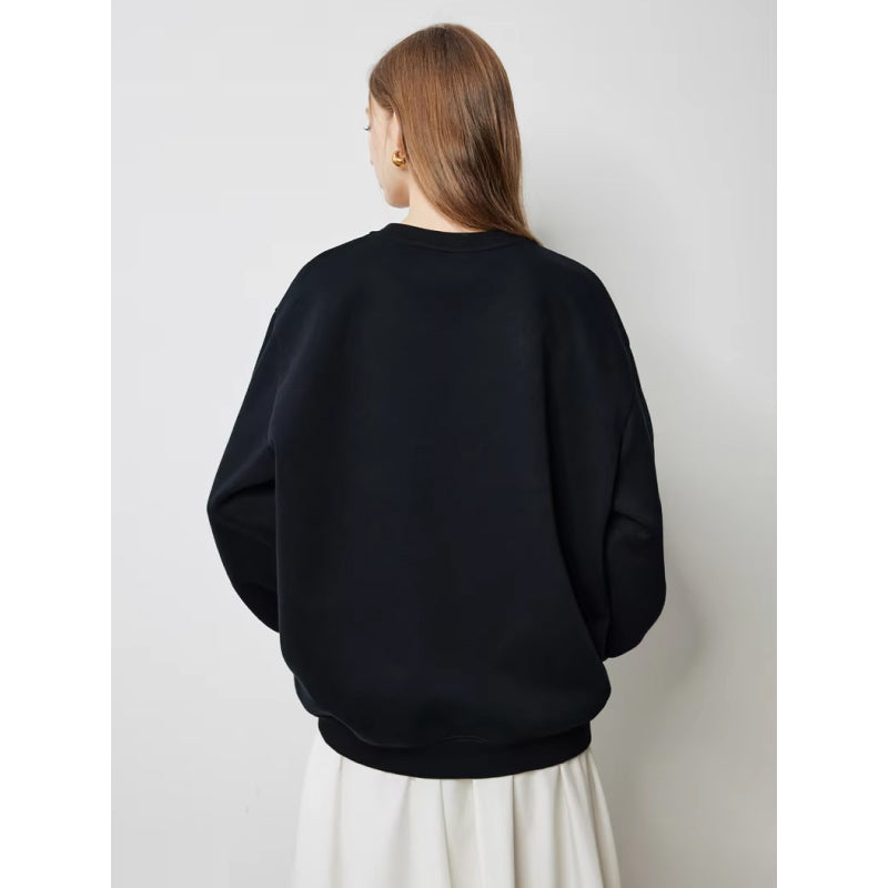 Casual Round Neck Embroidered Pullover Sweatshirt