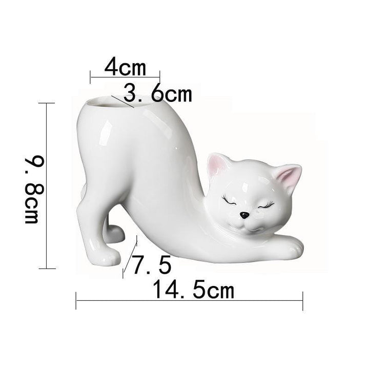 Cute Cartoon Cat Tail Porcelain Flower Pot Vase