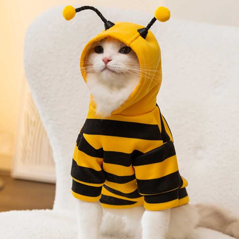 Bee-Inspired Pet Hoodie for Cats and Small Dogs - Stylish and Comfortable