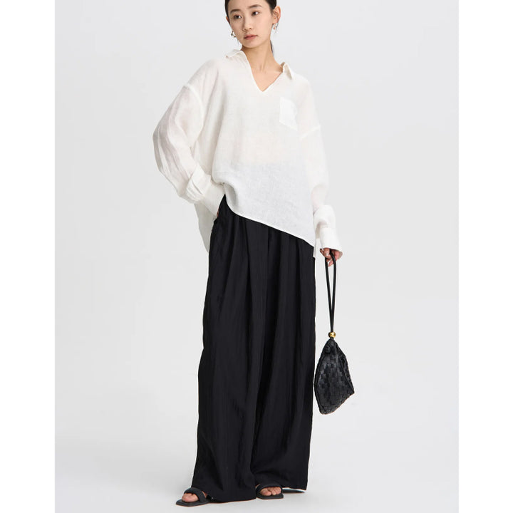 Pleated High Waisted Wide Leg Pants for Women