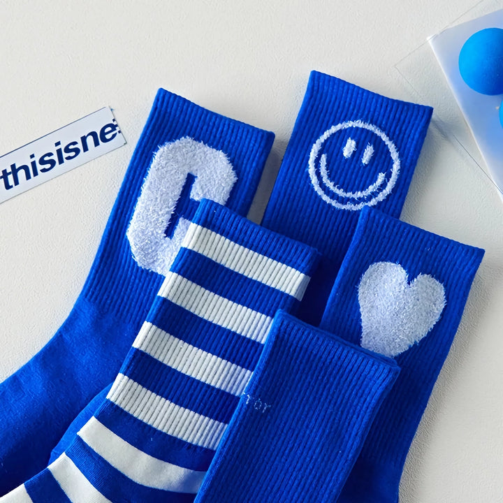 Trendy Cotton Blue Harajuku Socks