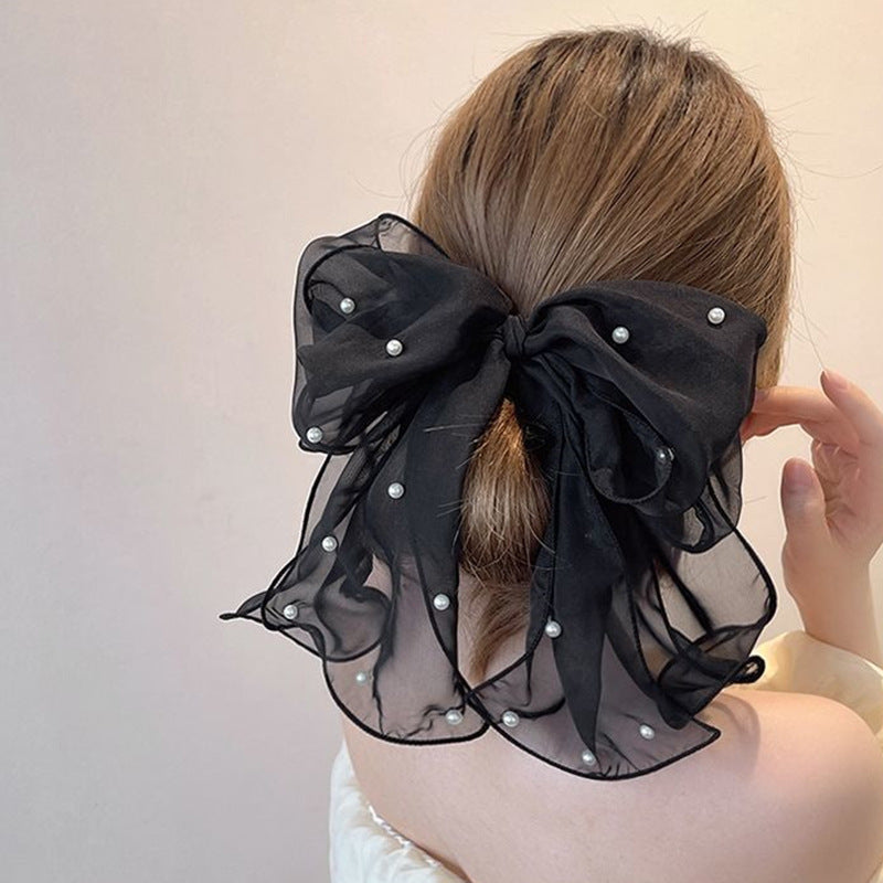 Big Lace White High-grade Hair Accessories Female Back Head Spring Clip Headdress