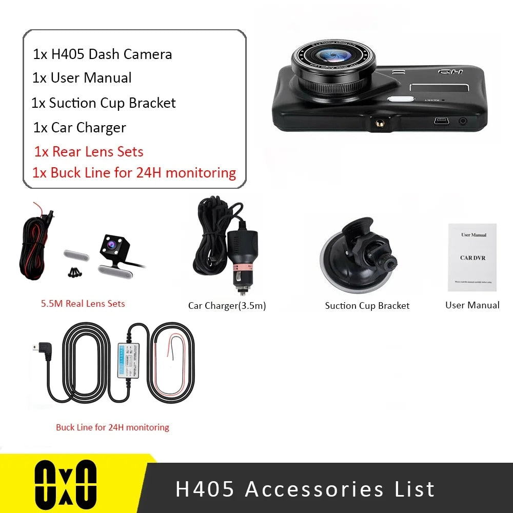 1080P Full HD Dual Dash Cam with Night Vision and 170° Wide-Angle Lens