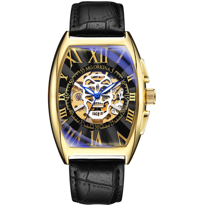 Wine Barrel Square Hollow Transparent Bottom Men's Mechanical Watch