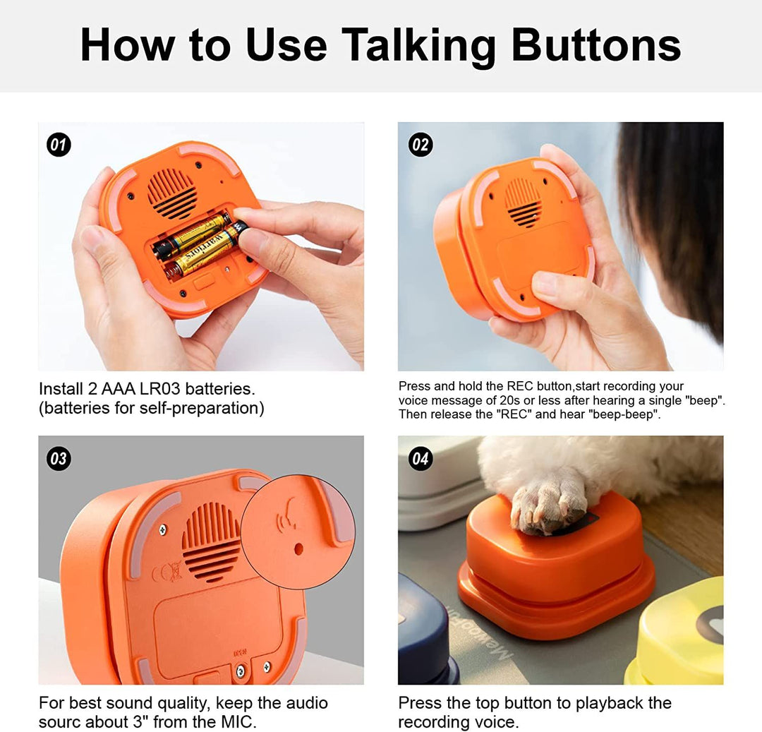 Interactive Dog Communication Button with Non-Skid Mat