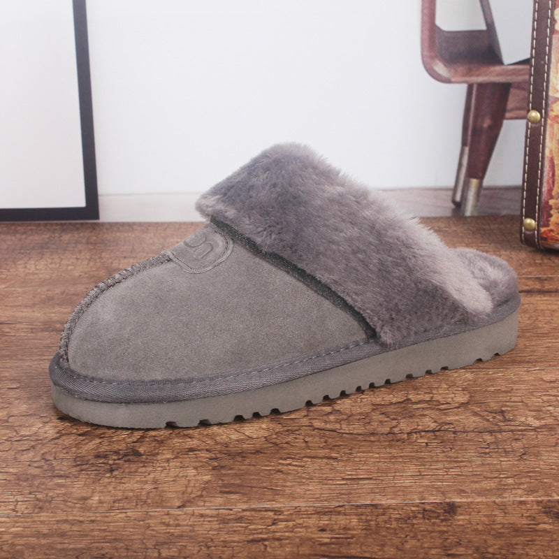 Men's And Women's Cowhide Toe Warm Slippers