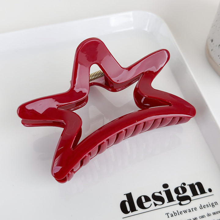 Elegant Red Geometry Hair Claw for Women