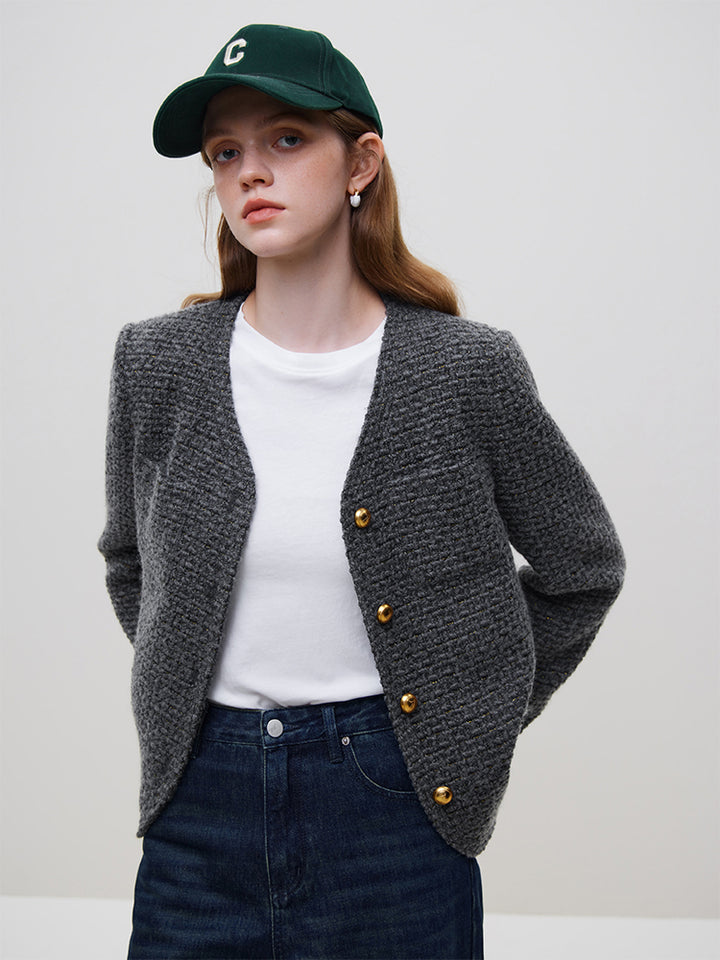 Office French Style Wool Tweed Jacket