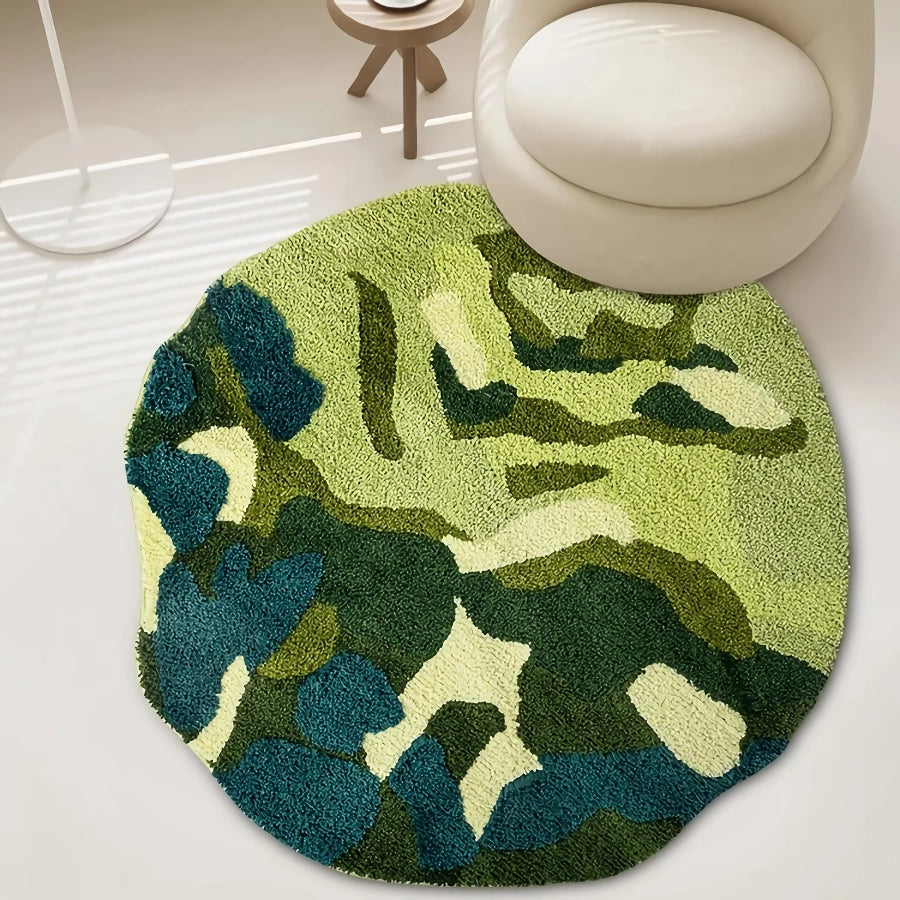 3D Round Green Moss Tufted Rug for Home Decor