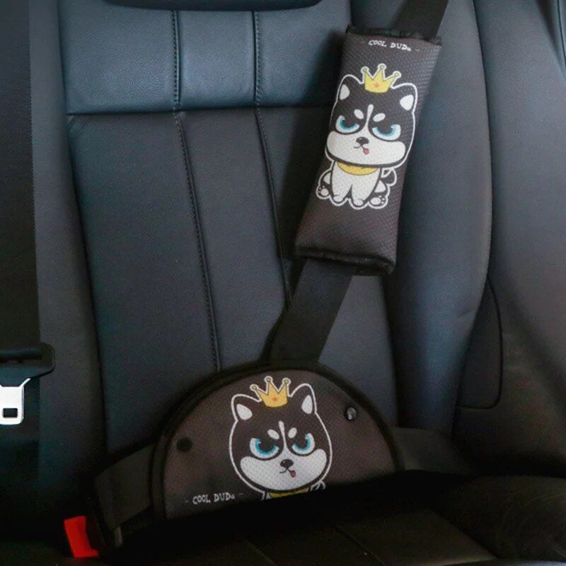 Kids Cartoon Safety Car Seat Belt Cushion and Adjuster Set