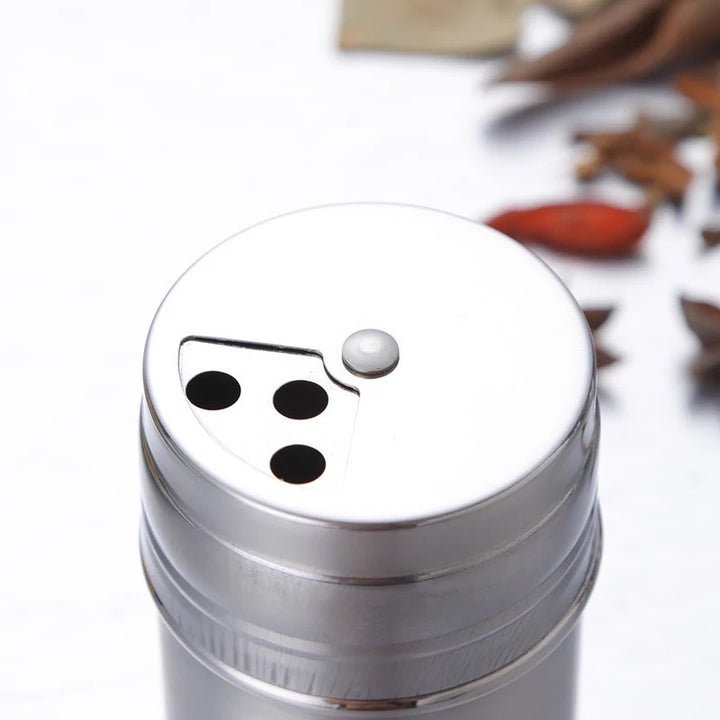 Rotatable Cover Stainless Steel Spice Jar - Adjustable Seasoning Bottle