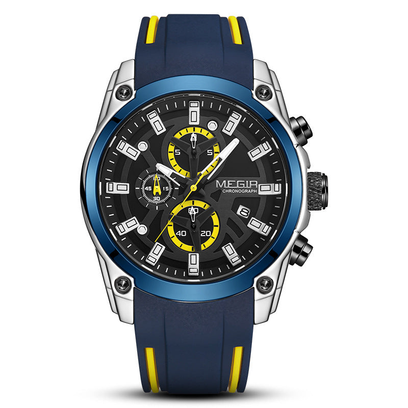 Multi-function Timing Sports Silicone Men's Quartz Sports Watch