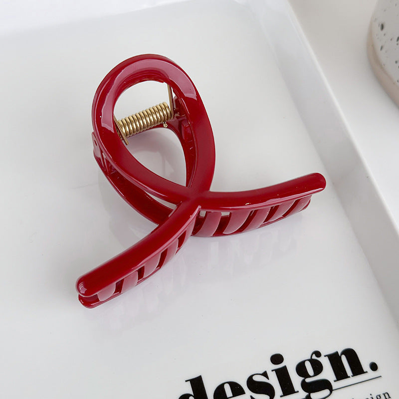 Elegant Red Geometry Hair Claw for Women