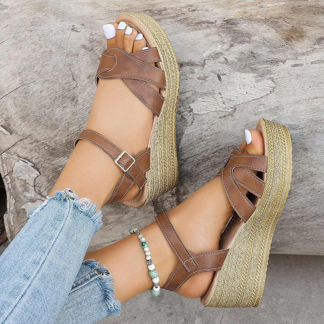 Women's Cross Strap Wedge Sandals