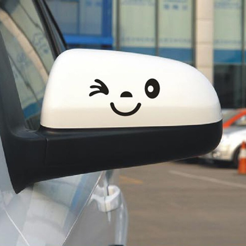 Cute Smiley Face Reflective Mirror Stickers for Cars - 2pcs