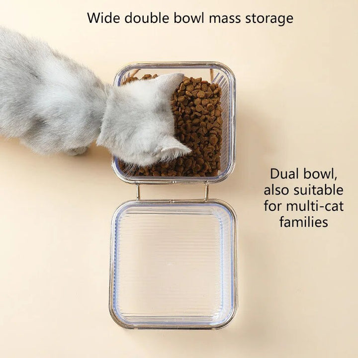 Elevated Double Pet Bowls for Dogs and Cats with Iron Stand, Anti-Skid & Tilted Design