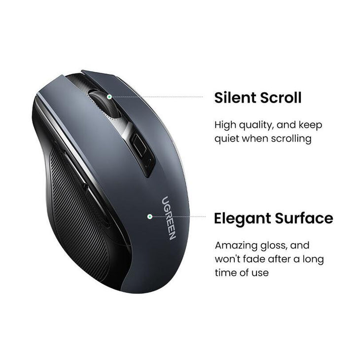 Wireless Bluetooth 5.0 & 2.4G Ergonomic Mouse - 4000DPI, 6 Silent Buttons, Dual Mode Connectivity