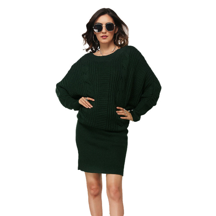 Autumn And Winter New Loose Batwing Sleeve Dress Sweater