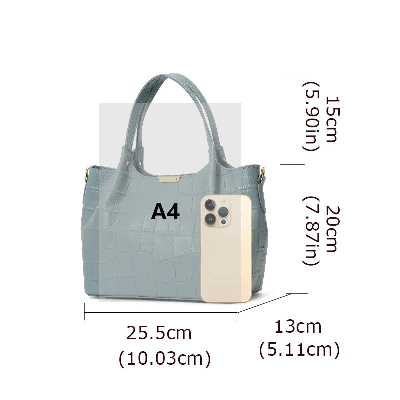 Elegant Crocodile Pattern Leather Handbag for Women - Large Capacity Basket Bag