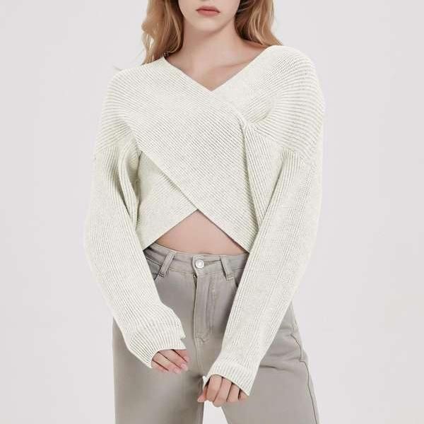 Cross V-neck Knitted Sweater