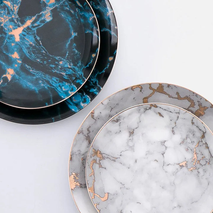 8/10 Inch Marble Ceramic Dinner Plates