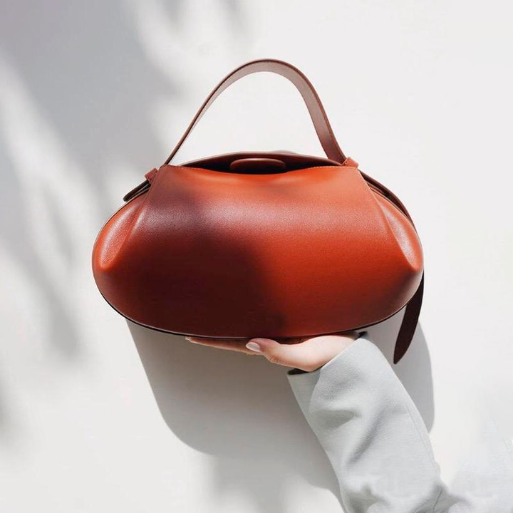 Elegant Round Vegan Leather Handbag