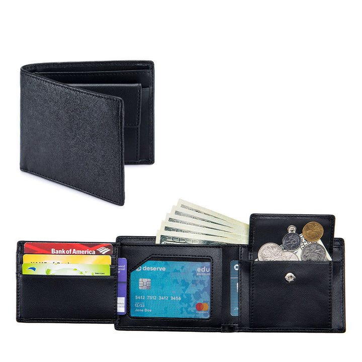 Men's Short Wallet Genuine Leather Trifold Wallet