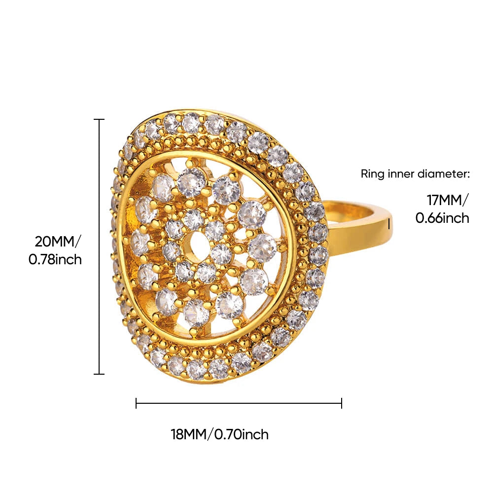 Cubic Zirconia Flora Gold Stainless Steel Ring