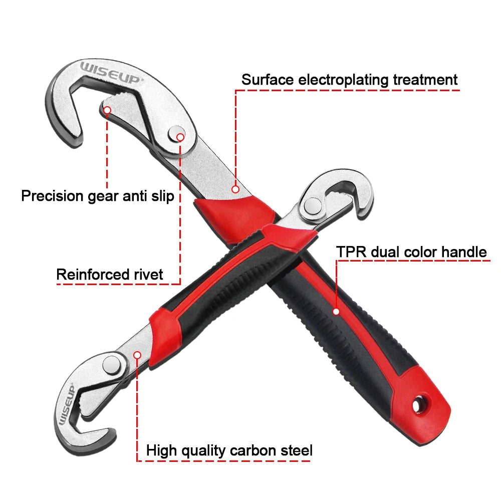 2Pcs Multifunctional Adjustable Pipe Wrench with Anti-Slip Handle