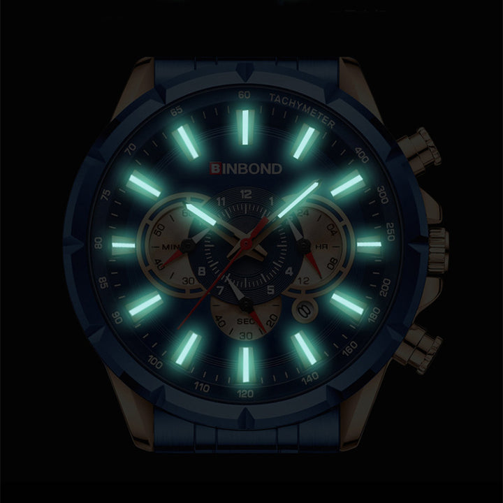 Tactical Motorcycle Waterproof Luminous Watch Timing Multi-Pointer