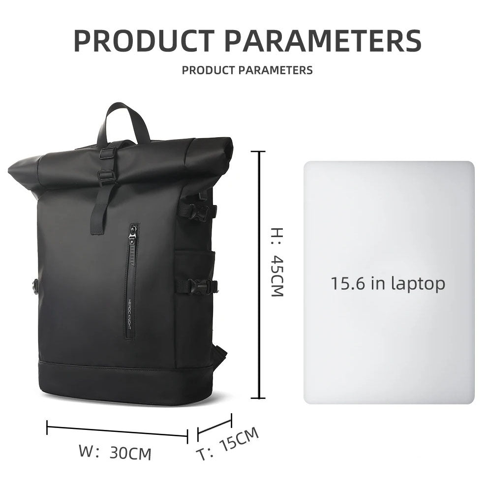 Expandable Waterproof Roll-Top Laptop Backpack