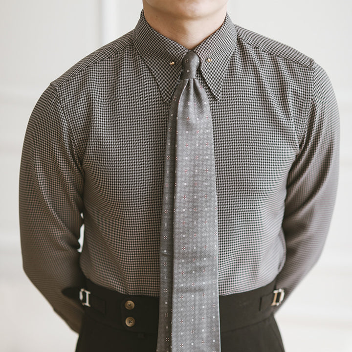 Houndstooth Print Slim Fit Business Shirt