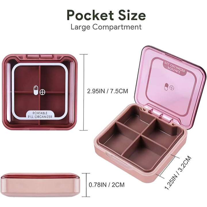 Portable Moisture-proof 4-Cell Pill Box for Weekly Medication Management