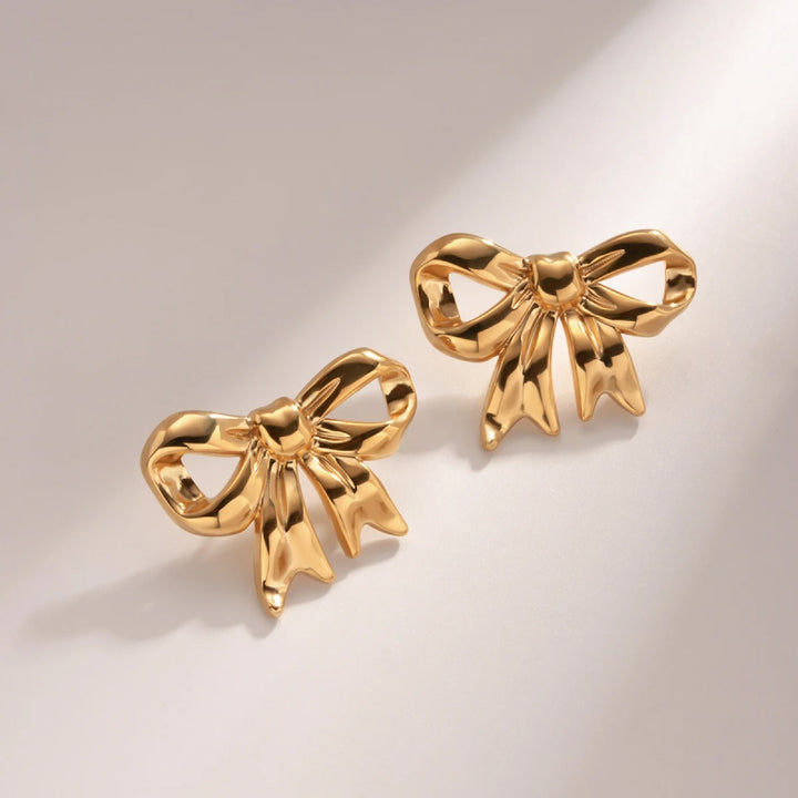 18K PVD Plated Geometric Bow Hoop Earrings