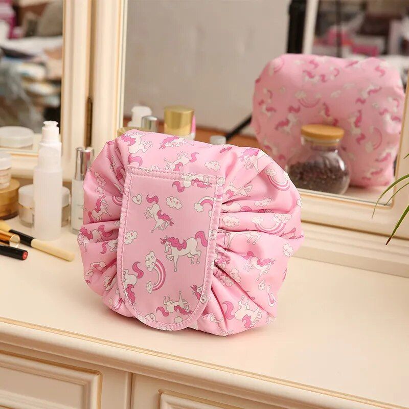 Portable & Waterproof Drawstring Cosmetic Bag - Multifunctional Travel Makeup Organizer